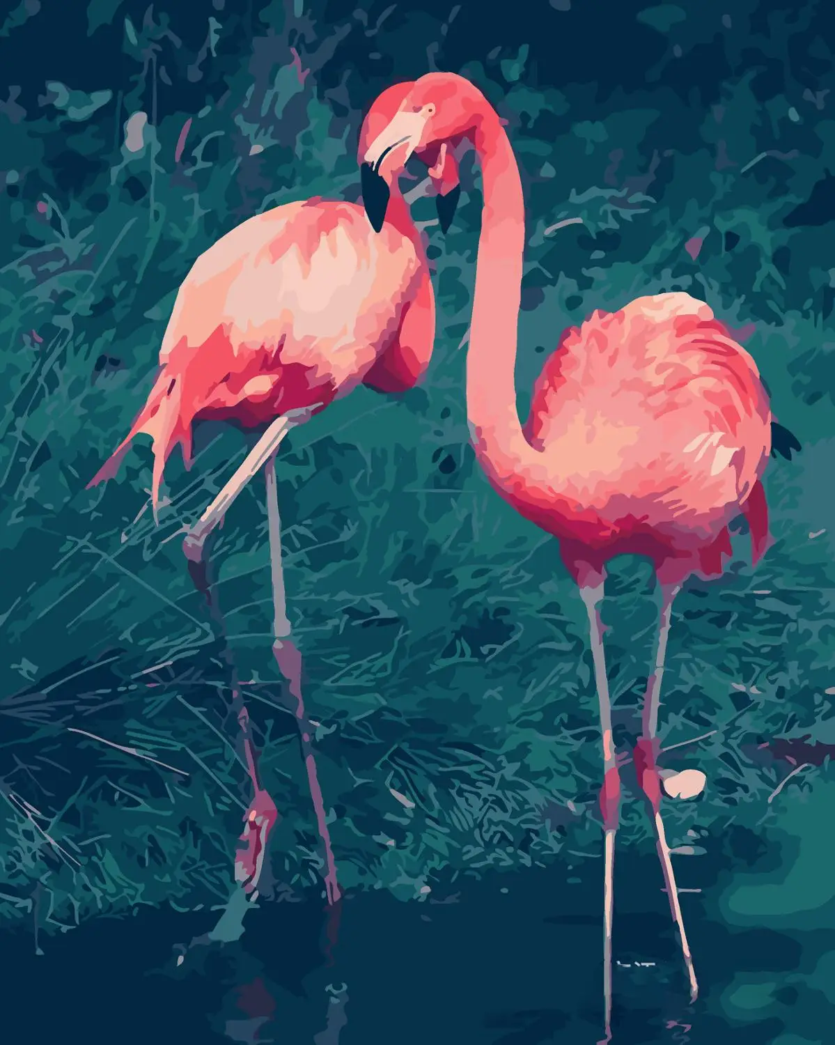 DIY живопись по номерам изображение животных фламинго расписанные вручную