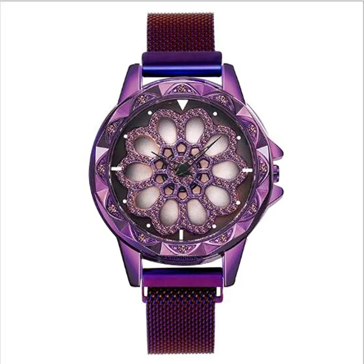 purple Женские часы, звездное небо, женские часы, повседневные, роза, вращающаяся сетка, кварцевые часы, часы, Relogio Feminino - Цвет: purple