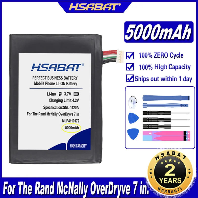 Аккумулятор HSABAT MLP4110172 5000 мАч для Rand McNally OverDryve 7 дюймов. Подключенные