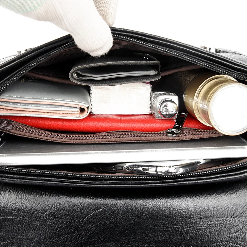 

Women Black Textured PU Leather Flap Handbags Simple Designer Shoulder Bag Female Wild Style Lightweight Messenger Bags 2020 Sac