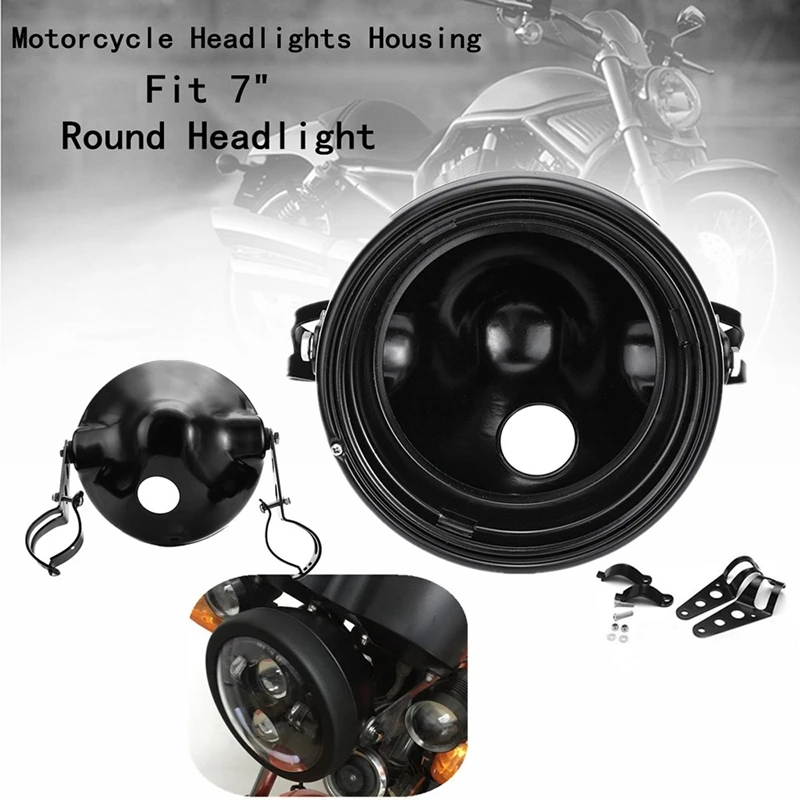 

Motorcycle 7-Inch Headlight Lamp Housing Universal Modified Headlight Lamp Housing with Bracket