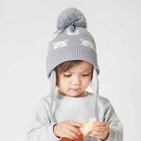 earflap hat girl boy winter beanie knit pompom bear autumn warm skiing outdoor head accessory for baby toddlers spring