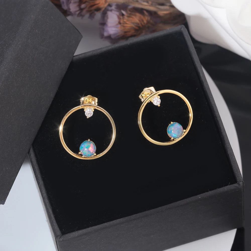 Женский комплект украшений CiNily ожерелье и сережки с радужным огненным опалом