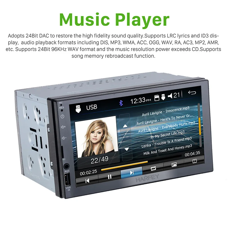 Harfey 7 &quotУниверсальный 2 din Bluetooth Автомобильный мультимедийный плеер сенсорный