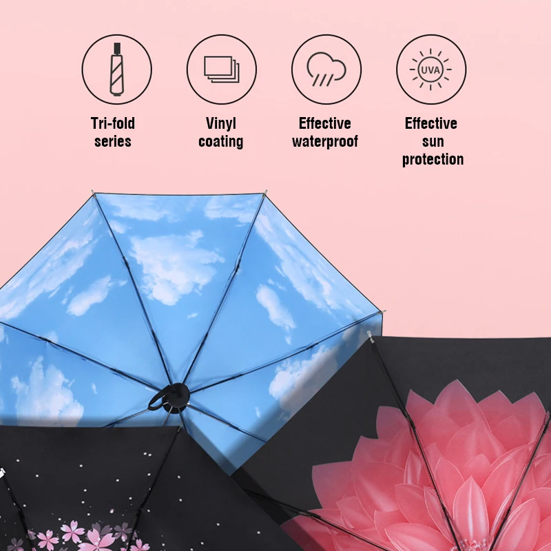 Качественный складной зонт для женщин брендовый дорожный с защитой от уф