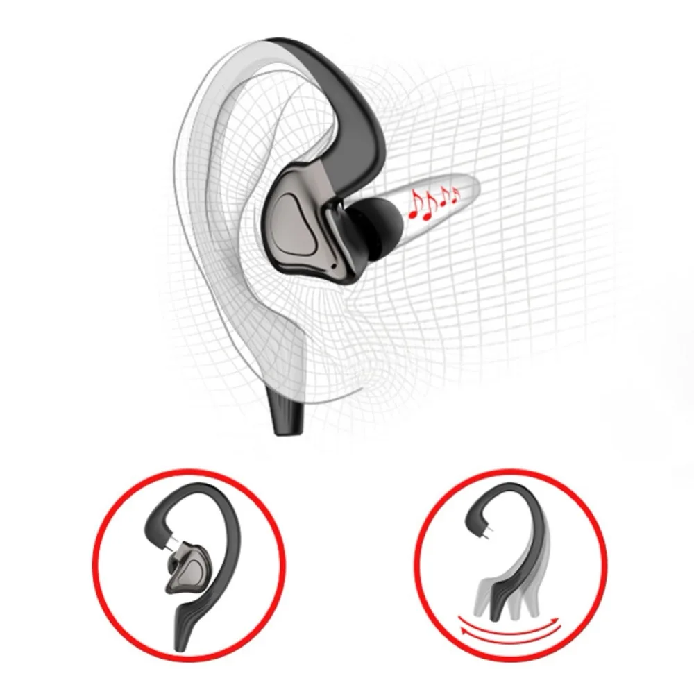

Bluetooth Earphones With Microphones Sport Ear Hook LED Display Wireless Headphones HiFi Stereo Earbuds Waterproof Headsets