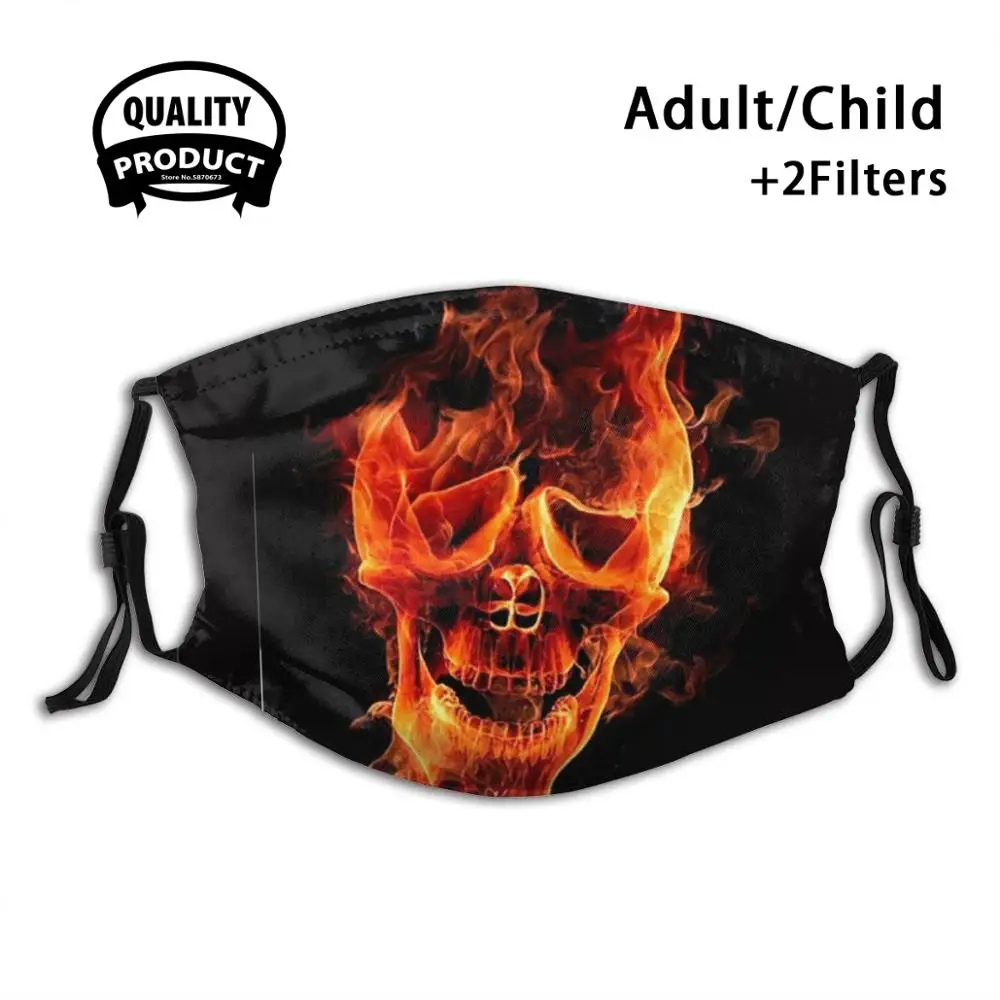 

Flaming Skull Face Mask Anti Dust Filter Men Women Kids Girl Boy Teens Mouth Masks Skull Flaming Skull Fire Flame Flaming