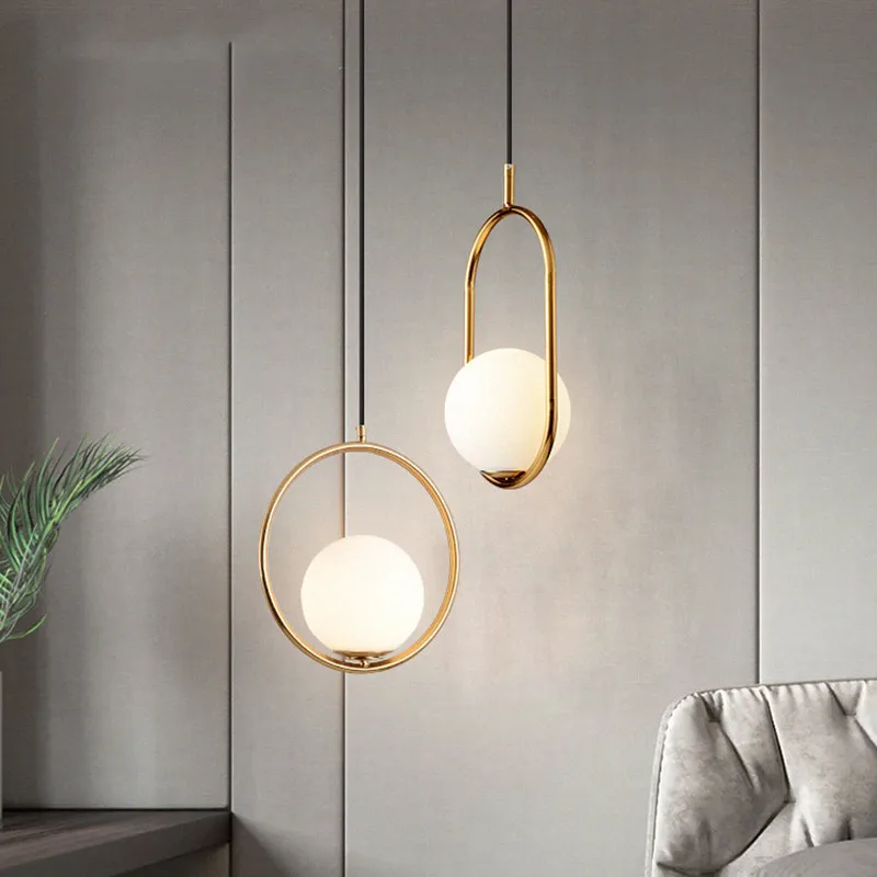 Подвесные светильники в скандинавском стиле Белый Круглый глобус стеклянный