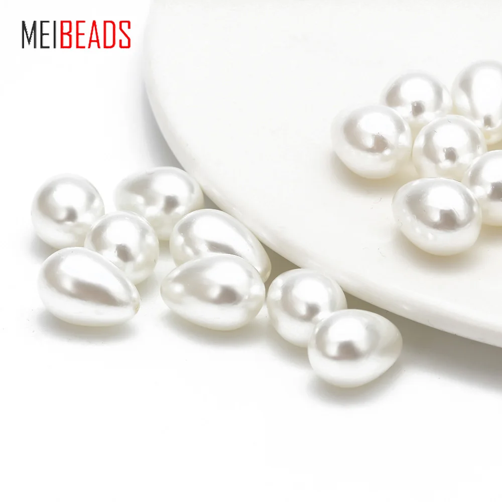 MEIBEADS 20 шт. 9*13 мм кремово-белый 1 отверстие Искусственный пластик слеза жемчужные