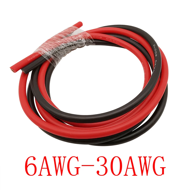 

LOCHEUK Термостойкий силиконовый провод 1 м черный + 1 м красный 6-30 AWG