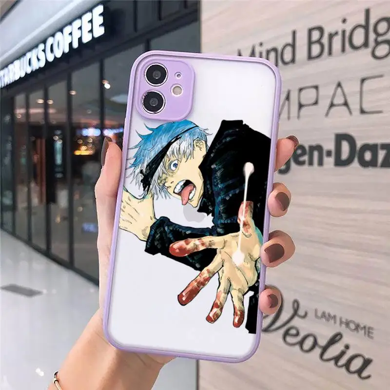 

Jujutsu Kaisen Anime Phone Case matte transparent Funda For purple iPhone 7 8 x xs xr 11 12 pro plus max mini Clear