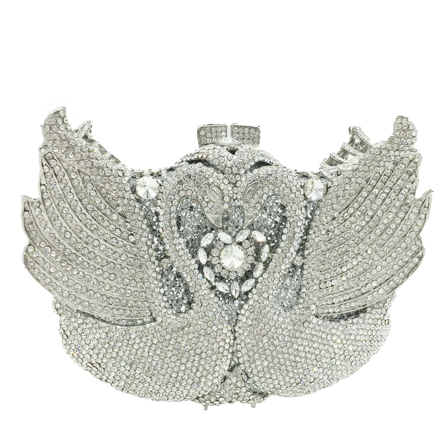 Boutique De FGG роскошные сумки женские дизайнерские серебряные Лебеди Кристалл Клатч