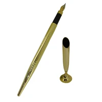 acmecn pen with base classic fountain pen with stand metal engraving drafting liquid ink pen gold finance bank table pen sets