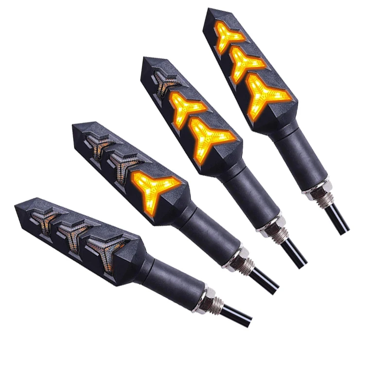 

4pcs Motorcycle Water Flowing LED Turn Signals Blinker Lights Flashing Light Bendable Motorcycle Tail Flasher Indicators Lamp.