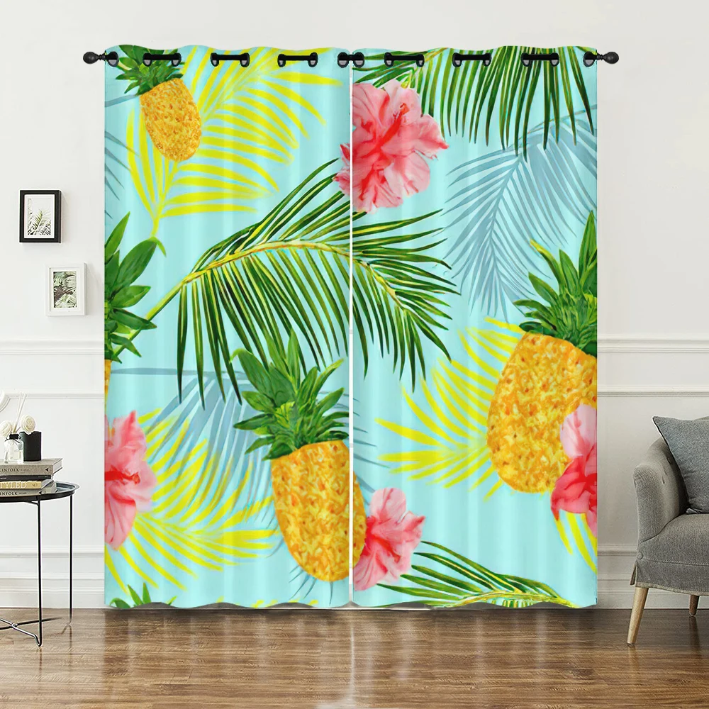 

Flamingo Leaves Floral Design Curtain Custom Tropical Pattern Durable Curtain High Density Block Light Living Room Bedroom