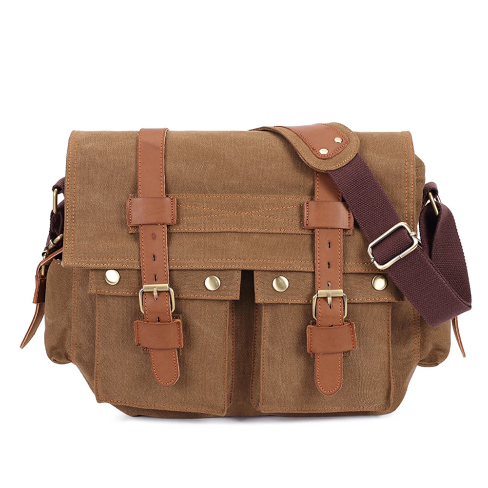 

Men Zipper Closure Outdoor Canvas Bag Hasp Fashion Larger Capacity Portable School Business Travel Single Shoulder Hiking