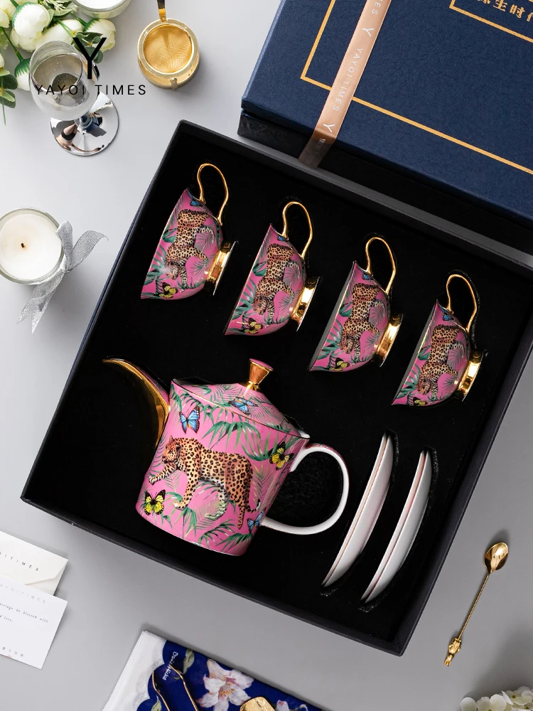 Gold Painted Bone China Coffee Set Noble Porcelain Tea Ceramic Pot Mug Sugar Bowl Creamer Teapot Milk Jug Teaset Cup | Дом и сад