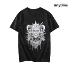 Мужская футболка с коротким рукавом, Повседневная футболка оверсайз в готическом стиле с принтом Indie The Skeleton King, 2022