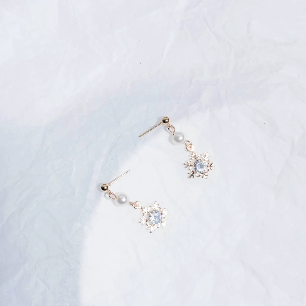 Женские серьги из снежинок в Корейском стиле|Серьги-гвоздики| |