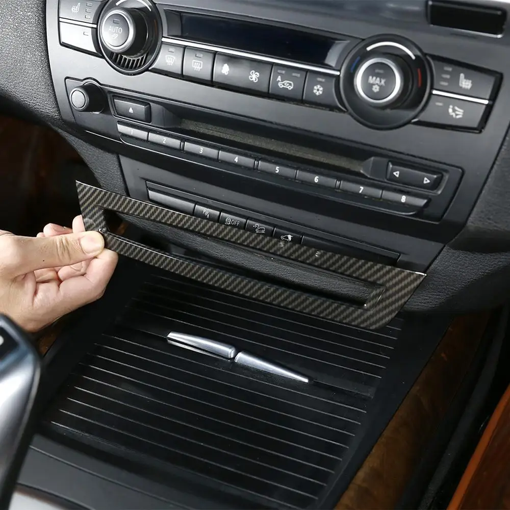 

1pcs Carbon Fiber Style ABS Plastic Stickers Car Driving Aid Control Frame Trim for BMW X5 E70 2008-2013 Models Accessories