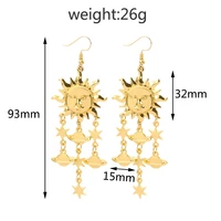 fashion jewelry sun star outspace long tassel earrings for women gold colors
