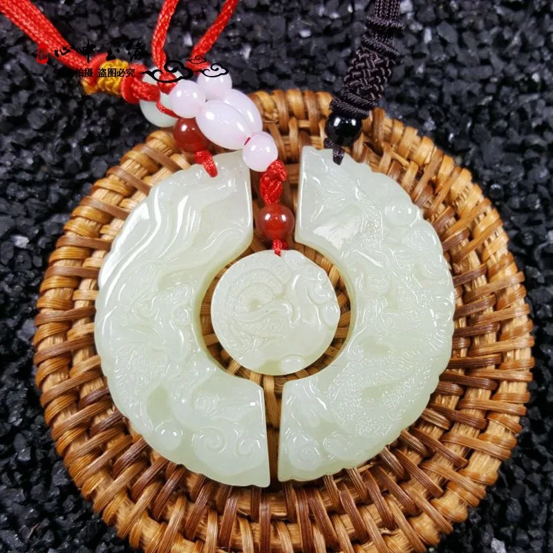 

Natural white jade pendant hand-carved dragon jade pendants brand men women jade necklace jadeite jade jewelry 3 pieces