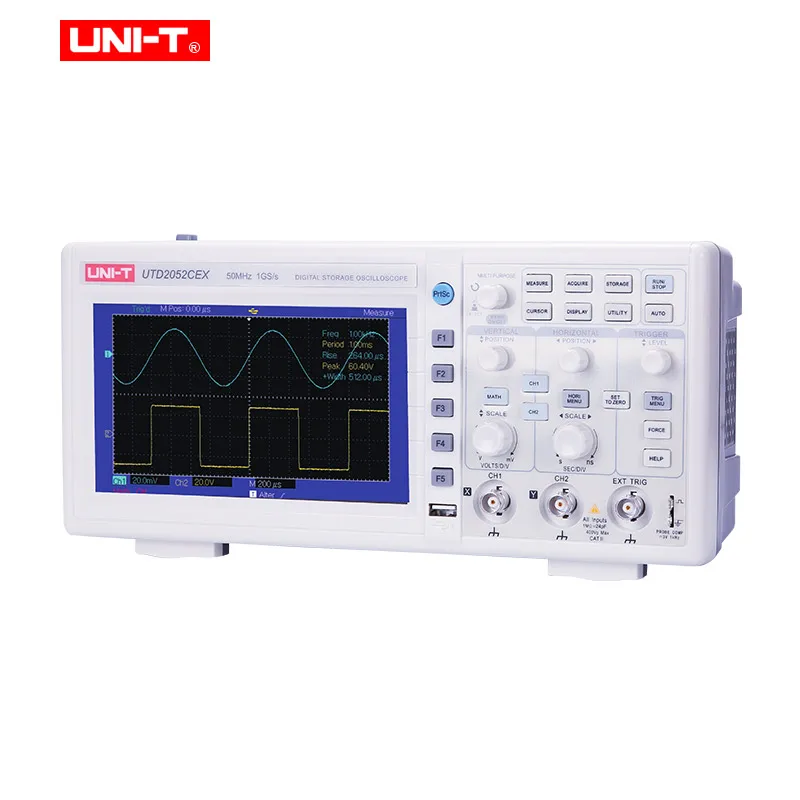 UNI-T UTD2052CEX цифровой накопитель осциллографы 2CH 50 МГц 1Gsa прицел метр 7 дюймов