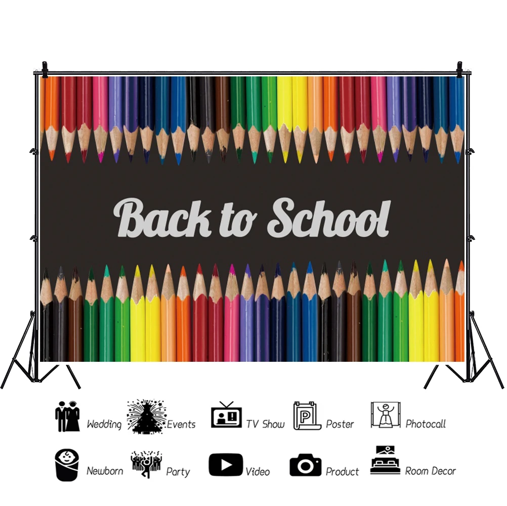 Laeacco цветной карандаш Black Board Back To School вечерние плакат баннеры фон для фотосъемки