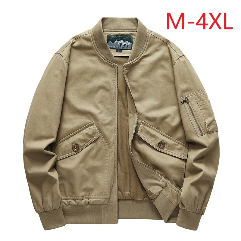 

100% Cotton Bomber Jackets Men Autumn Military Airsoft Jacket Pilot Coat Multi-Pockets Casual Cargo Work Jacket Men Clothing 4XL
