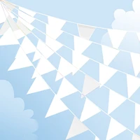 high quality white garland bunting flags wedding decoration silk fabric banners wedding party decoratio bridal shower bunting