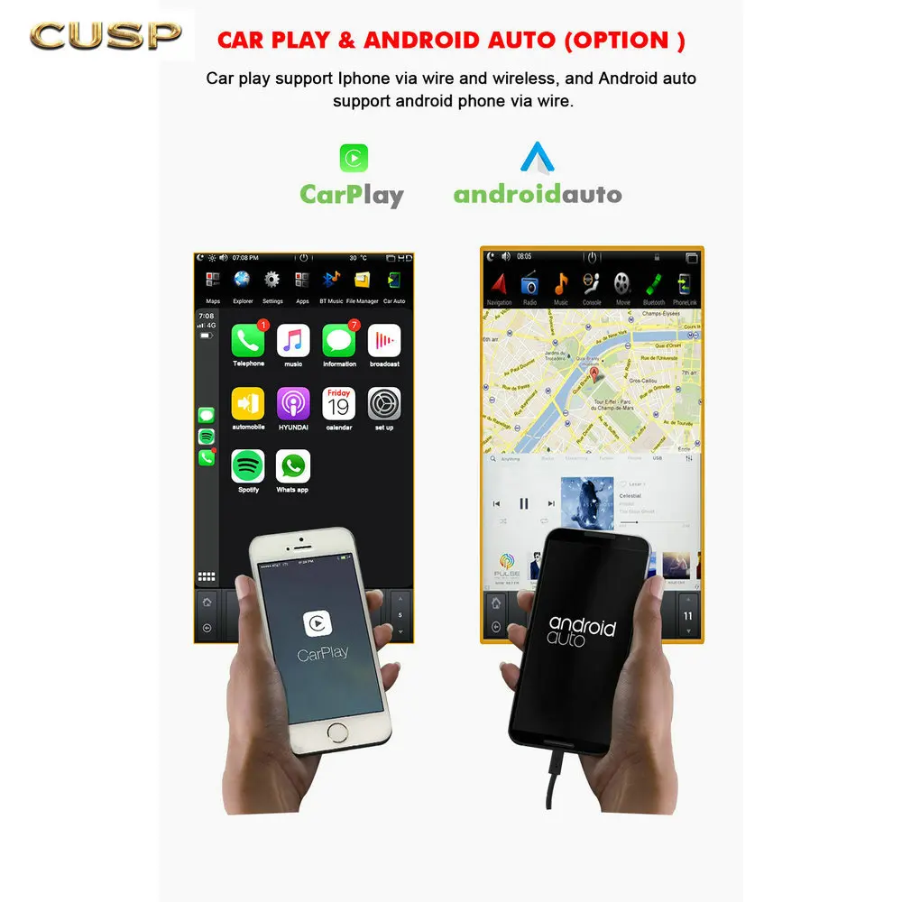 Автомобильный мультимедийный плеер CUSP Tesla Style мультимедийная система на Android 9 4 Гб