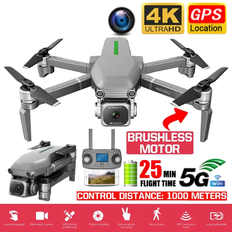 MATAVISH 3 GPS Дрон 4K HD камера 5G WIFI FPV 1KM x50 зум бесщеточный складной Квадрокоптер RC дроны