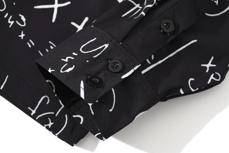 

ELKMU Harajuku Shirt Formula Printing Streetwear Casual Shirts Long Sleeve Button Shirt Autumn Fashion Blouse Tops Male HE270