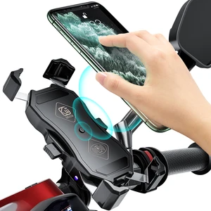 motorcycle phone holder 15w wireless smart charger qc3 0 wire charing 2 in 1 semiautomatic stand 360 degree rotation bracket free global shipping