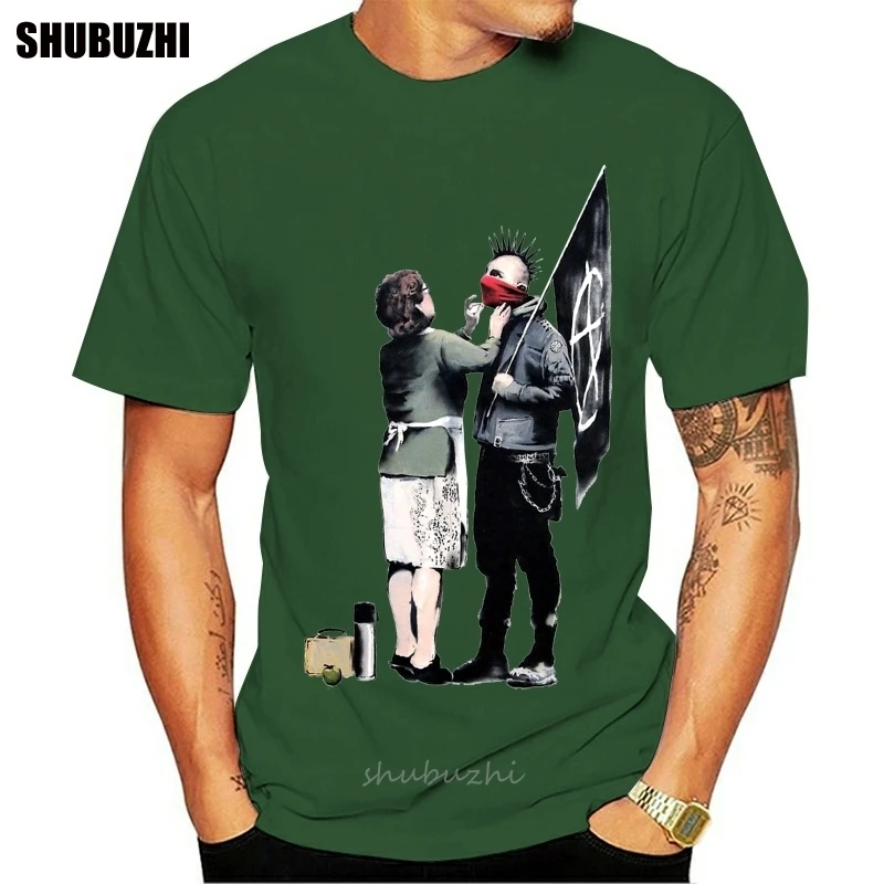 

Футболка Бэнкси мама анархико поцелуй художник уличное искусство трафарет Бристоль бренд Мужская мода летняя список модная футболка