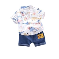 new summer baby clothes fashion children boys print shirt shorts 2pcssets toddler casual costume infant outfits kids tracksuits