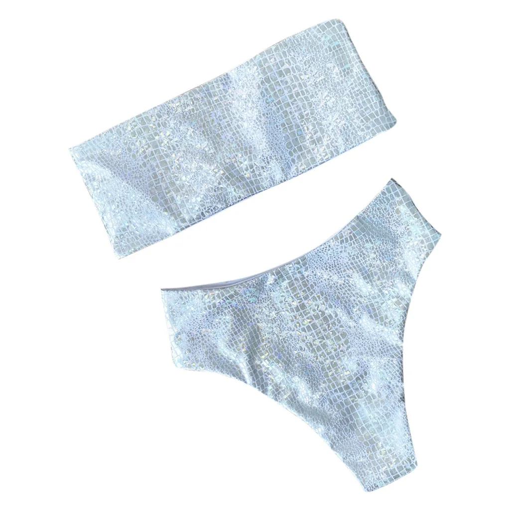 Swimwear Swimsuit Women's Swimming Suit Bikini 2020 Women Sexy Solid Strapless Breast Pad Set Split Bathing | Женская одежда