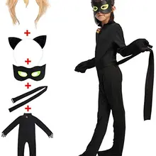 Kids Cat Costume - Boy Girl Child Halloween Black Cat Cosplay Jumpsuit with Wig