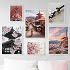 Настенная картина Nagoya Samurai Sakura Fuji Mountain Japan, настенная Картина на холсте, скандинавские плакаты и принты, настенные картины для декора гостиной