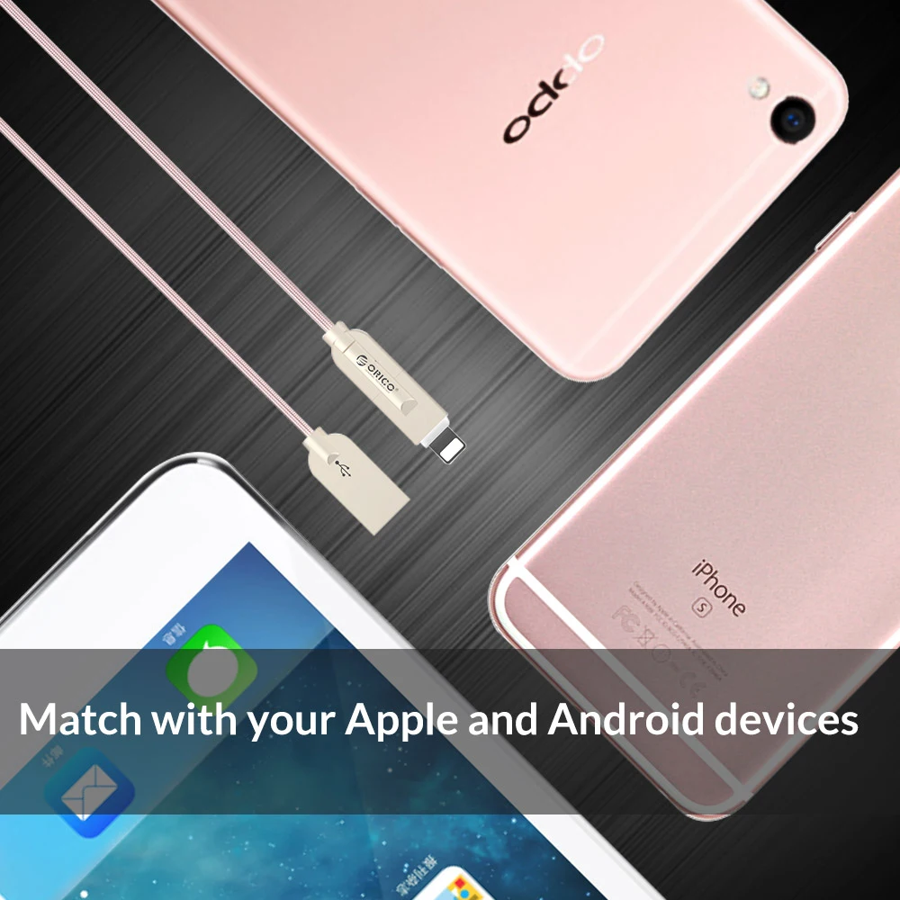 ORICO MLS Lighting Micro USB 2 in 1 Cable 2.4A Max Fast Charger Adapter For iphone ipad Samsung Xiaomi Huawei|Кабели для мобильных