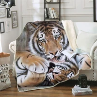 winter bed blanket tiger print throwing blanket warm and soft plaid on the sofa nap blanket for beds plaid noel decoration