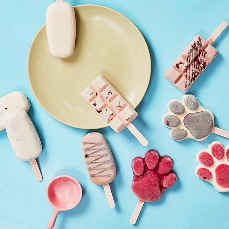 

Silicone Ice Cream Popsicle Molds Frozen Lolly Tray Mold Lovely Reusable Silicone Ice Cream Mold Tools