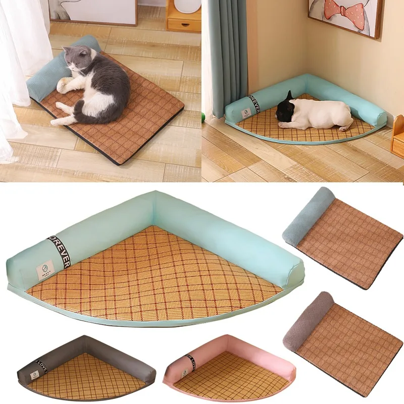 Dog Cat Bed Cushion Dog Mat Supplies Dog Mattress Detachable and Washable Summer Cool Nest Cat Mat Bed for Dog Pet Accessories