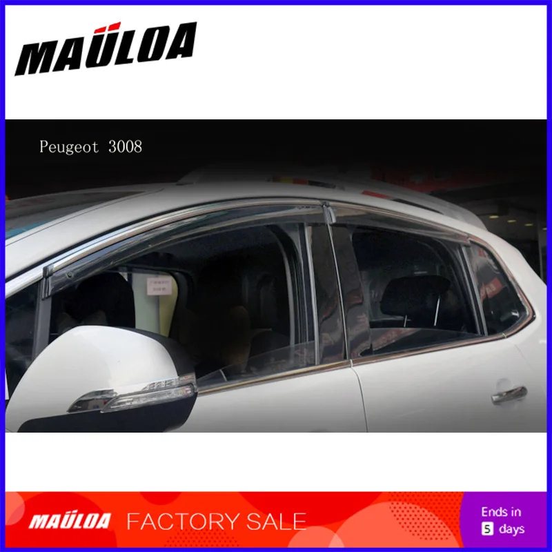 

4 шт. литье под давлением отделка вентиляционное отверстие тент дождь Солнце Ветер Дефлектор окна козырек для peugeot 3008 4008 307 508 2008