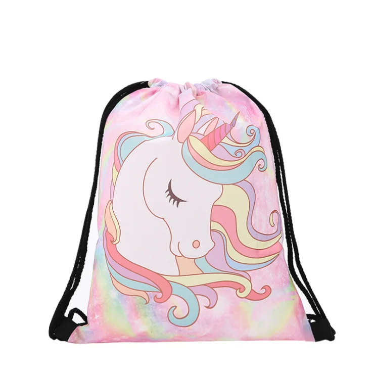 

2020 Customized Logo Lovely Cartoon Girl style Polyester Drawstring Bags Anniversary Gift Bag Sports backpack Storage Bag