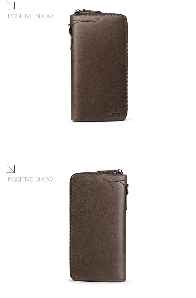 DIDE New Famous Brand Men Long Wallets Genuine Leather Coin Purse Male Purse Card Holder Clutch Wallet Business Vintage Bag