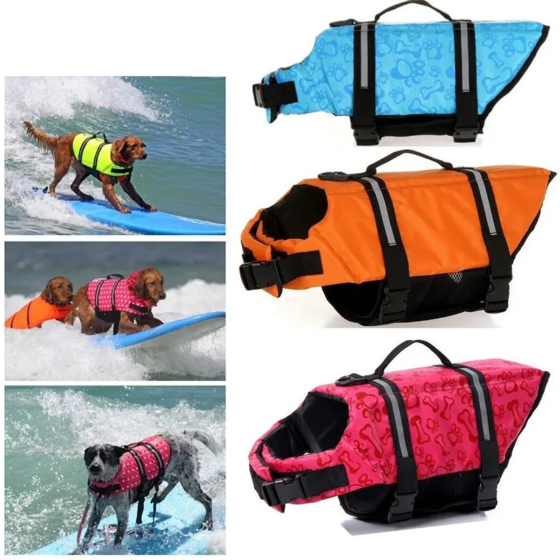 

Dog Life Jacket with Rescue Handle Reflective Safety Pet Floatation Vest for Dogs Lifesaver Preserver Puppy Clothes for Swimming