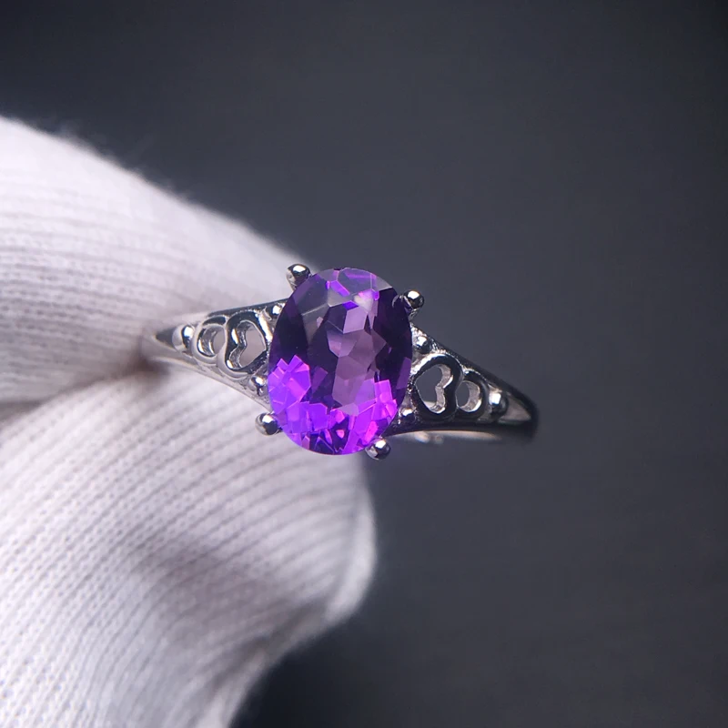 Женское кольцо с аметистом CSJ ювелирное изделие из серебра 925 пробы