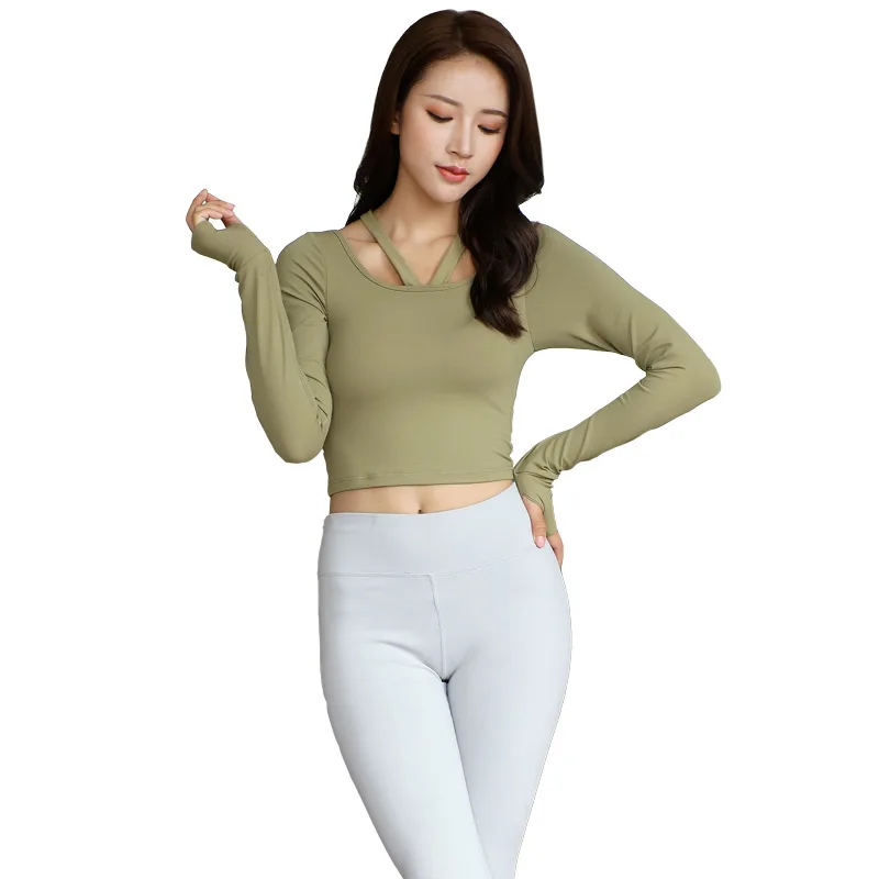 

New sexy yoga long-sleeved yoga clothes suit breathable tops running sports fitness clothes