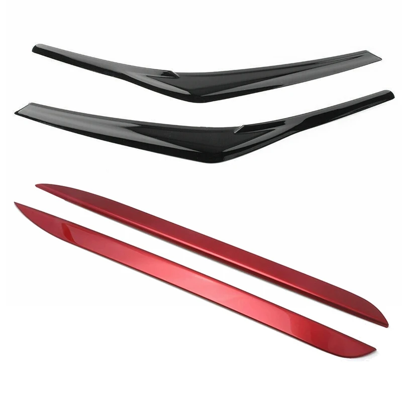 

Black Headlight Eyelid Cover Head Light Lamp Eyebrows Molding Trim with Rear Bumper Lower Lip Guard Cover Trim